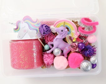 Unicorn Play dough kit, sensory kit, sensory bin, Unicorn playdough, birthday gift for kids, birthday play doh kit, scented playdough,