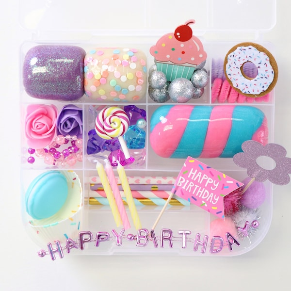 Birthday Candyland Playdough kit, sensory playdough kit, birthday girl sensory bin, cupcake playdough kit, playdoh kits, sensory playdough