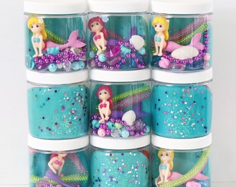 Mermaid Playdough party favors, plaudough jars, under the sea playdough kit, Mermaid birthday party favors, Mermaid Play doh, Set of 8 or 12