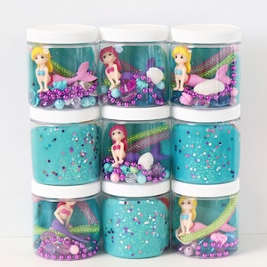Mermaid Playdough party favors, plaudough jars, under the sea playdough kit, Mermaid birthday party favors, Mermaid Play doh, Set of 8 or 12