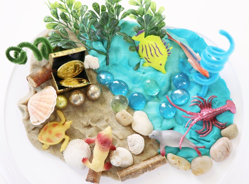 Ocean Dough Kit Sensory Bin Ocean Play Doh Kit Under the Etsy