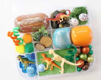 Dinosaur dough kit, Dinosaur figurine sensory kit, play dough kit, sensory bin, Dinosaur birthday gift, dinosaur party favors, Play doh kit