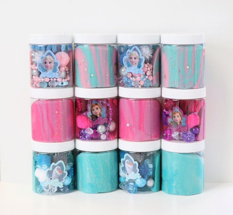 Winter snow princess Playdough party favors, Playdough jars, winter-land birthday, party favors for kids, playdough kits, girl party favors image 1