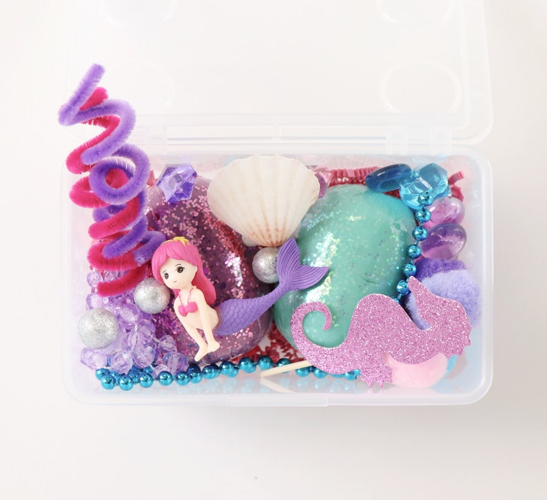 Mermaid Play Dough Kit Small Sensory Bin Sensory Dough Kit Etsy Australia