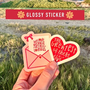 Valentines Sticker Bundle, Set of Two Stickers, Faith Stickers, Valentines Stickers, Heart Sticker, Stationery Stickers, Bible Stickers
