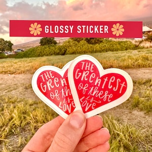Pegatinas con el mensaje "El más grande de estos es el amor", pegatinas con la palabra "fe", pegatinas con forma de corazón, pegatinas de papelería, pegatinas para álbumes de recortes, pegatinas para el día de San Valentín