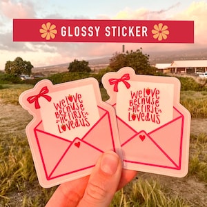 Pegatinas para sobres "Amamos porque Él nos amó primero", pegatinas de fe, pegatinas de la Biblia, pegatinas de papelería, pegatinas para álbumes de recortes, pegatinas para diarios