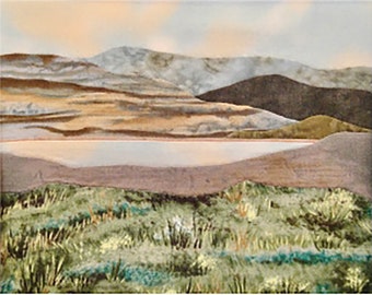 High Mountain Lake Fabric Landscape Pattern