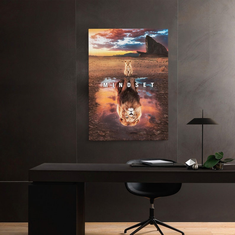 Lion Mindset is Everything Motivational Quote Canvas Print Etsy