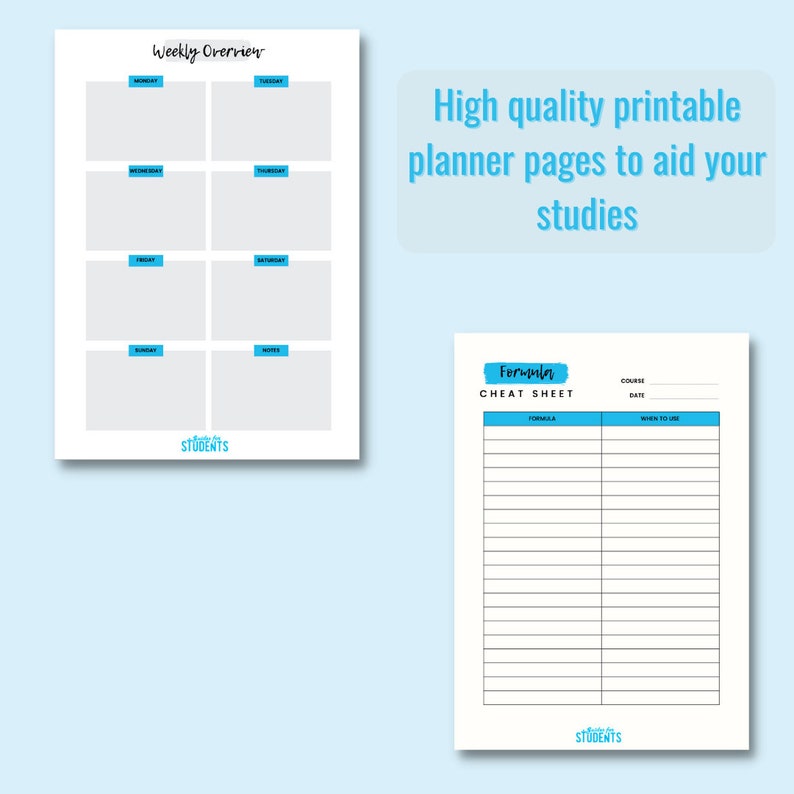 Student Essentials Printable Bundle for Planning and Organising Todo