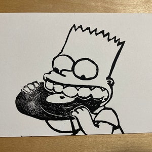 Bart Simpson Record Bite Linocut Print