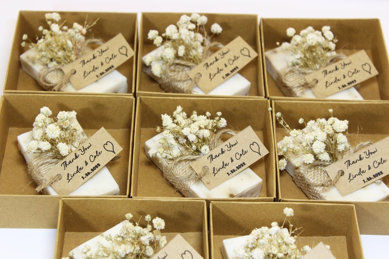 Wedding Party Favors for Guests in Bulk, Rustic Soap for Bridal Shower or Baby Shower, Personalized Mini Soaps, Unique Thank you Gifts 