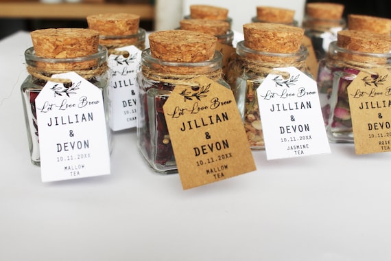 Pack of 10 Tea Party Favors Bulk, Personalized Rustic Wedding Favors for  Guest, Glass Tea Jar Thank You Gifts for Your Guest (Rose Tea)