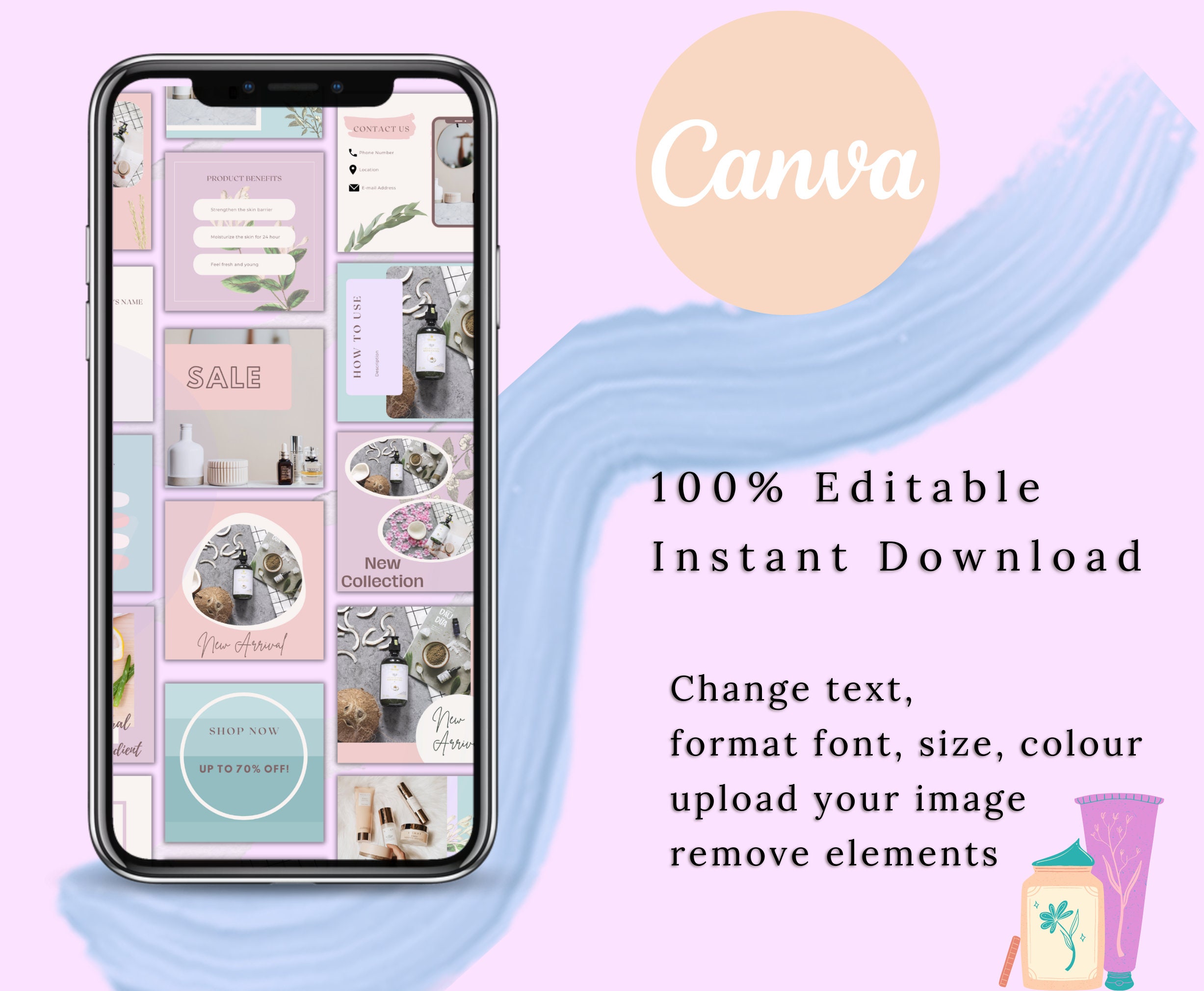 Skincare Instagram Template, Social Media Canva Template, Beauty ...