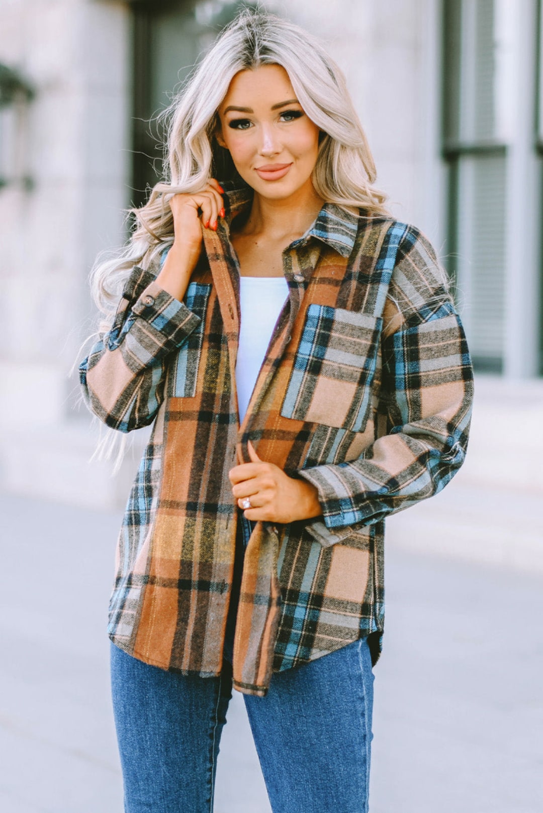 Plaid Shirt Jacket for Women Fall Winter Outerwear Plaid - Etsy