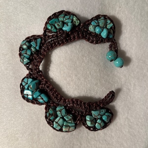 Turquoise Beads with Crochet Bracelet
