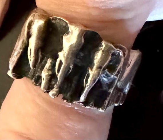 Sterling Silver Elephant Ring: Size 8.5 Statement… - image 2