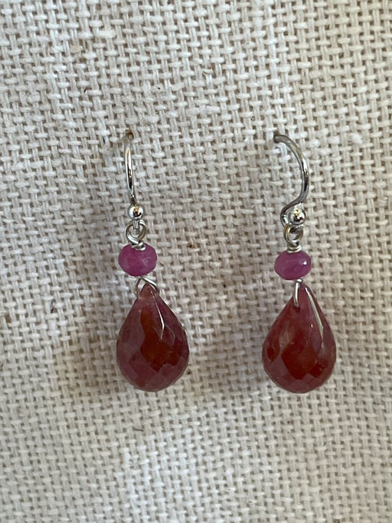 Faceted Ruby Earrings