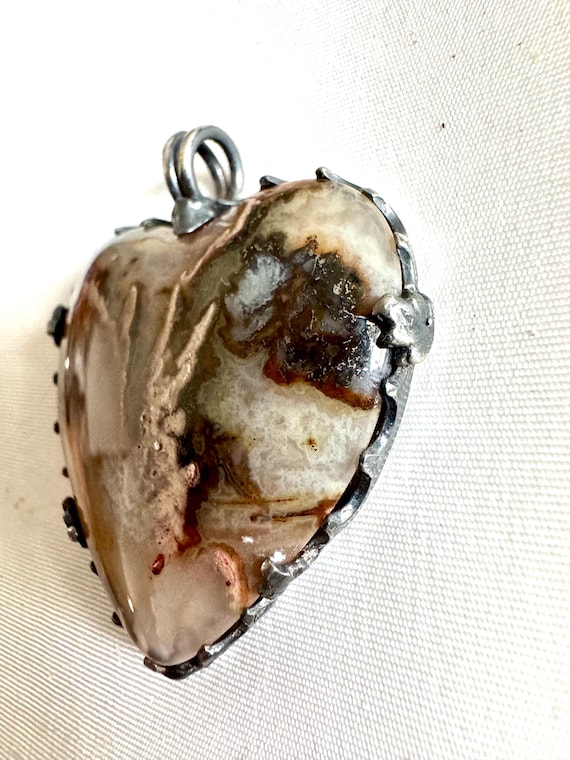 Flame Agate Heart Pendant - image 2