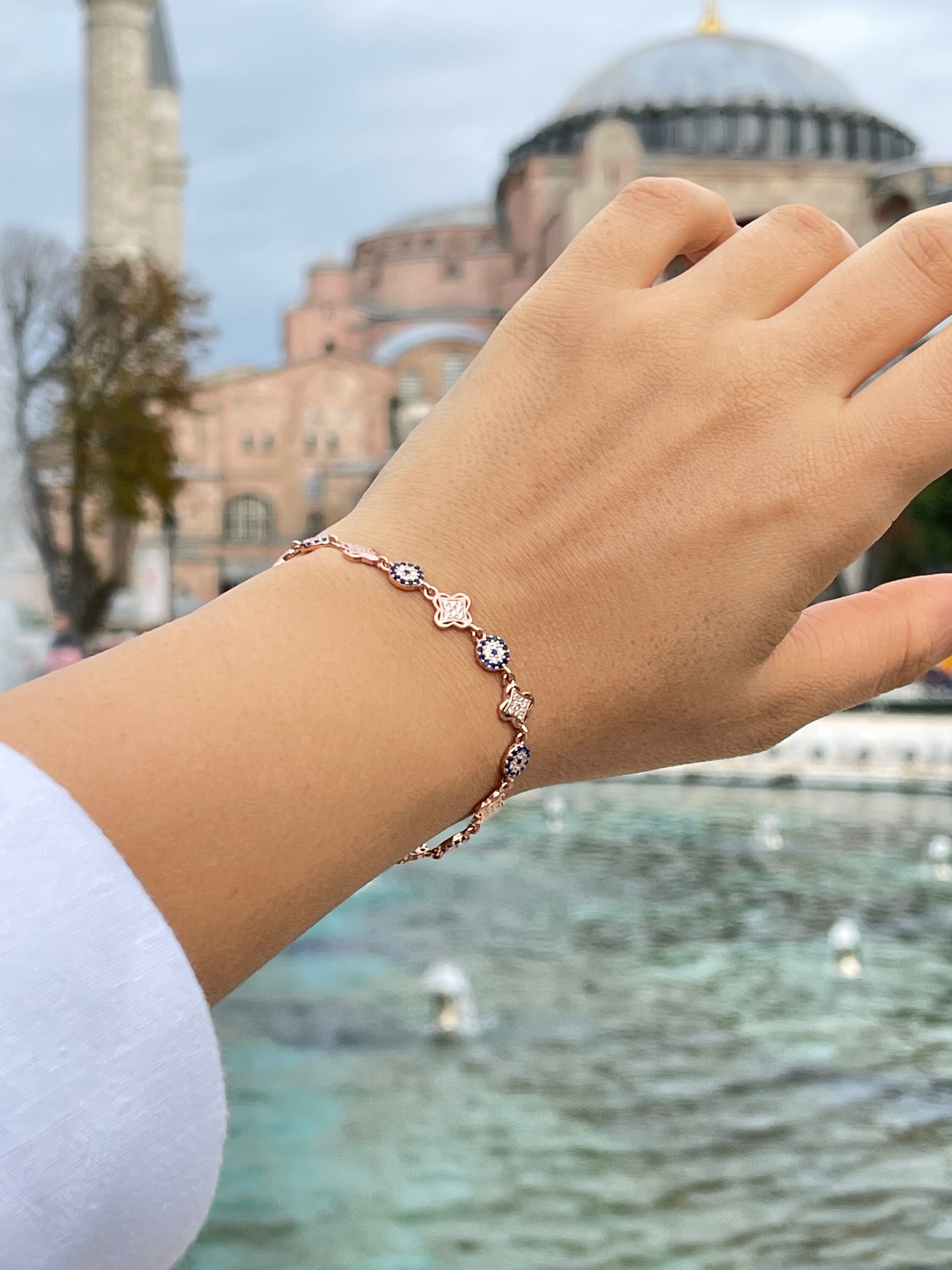 Vintage Sterling Silver Bracelet with Various Color Stones