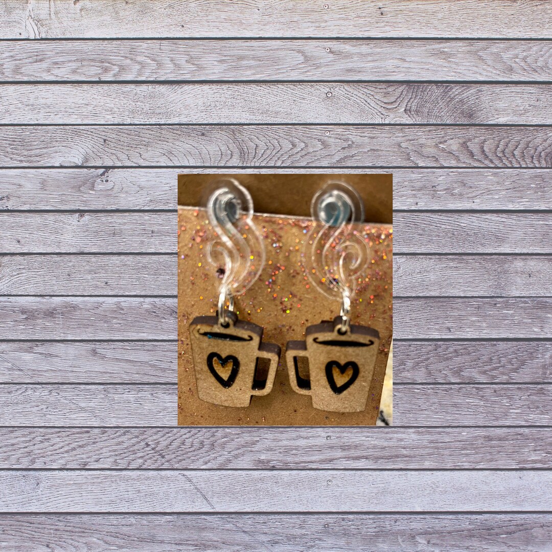 Laser Cut Coffee Mug Earrings Etsy