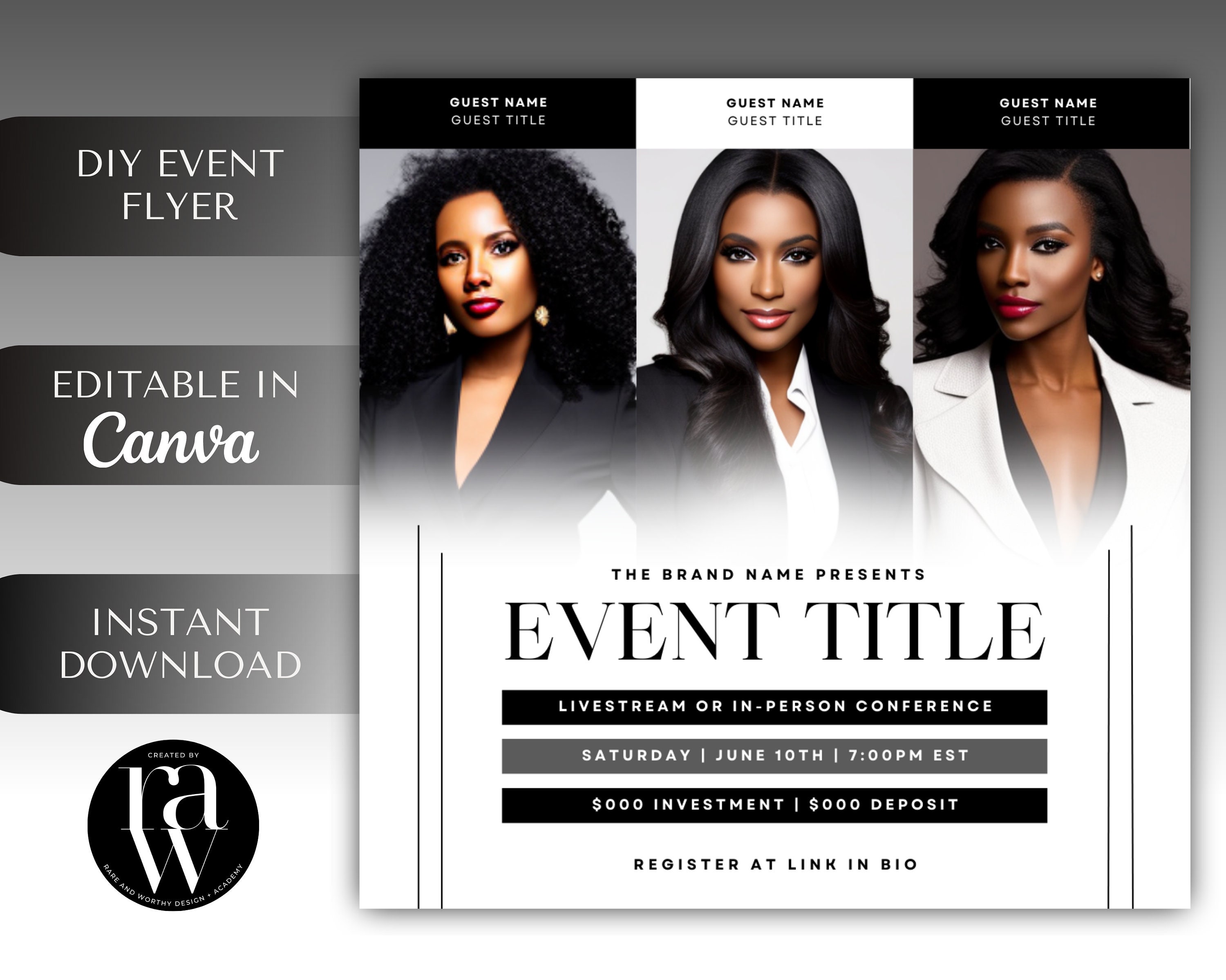 Upscale Event Flyer Canva Template Editable Canva Flyer Etsy