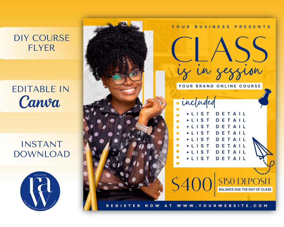 DIY Course Flyer Canva Template Editable Canva Flyer Masterclass Flyer ...