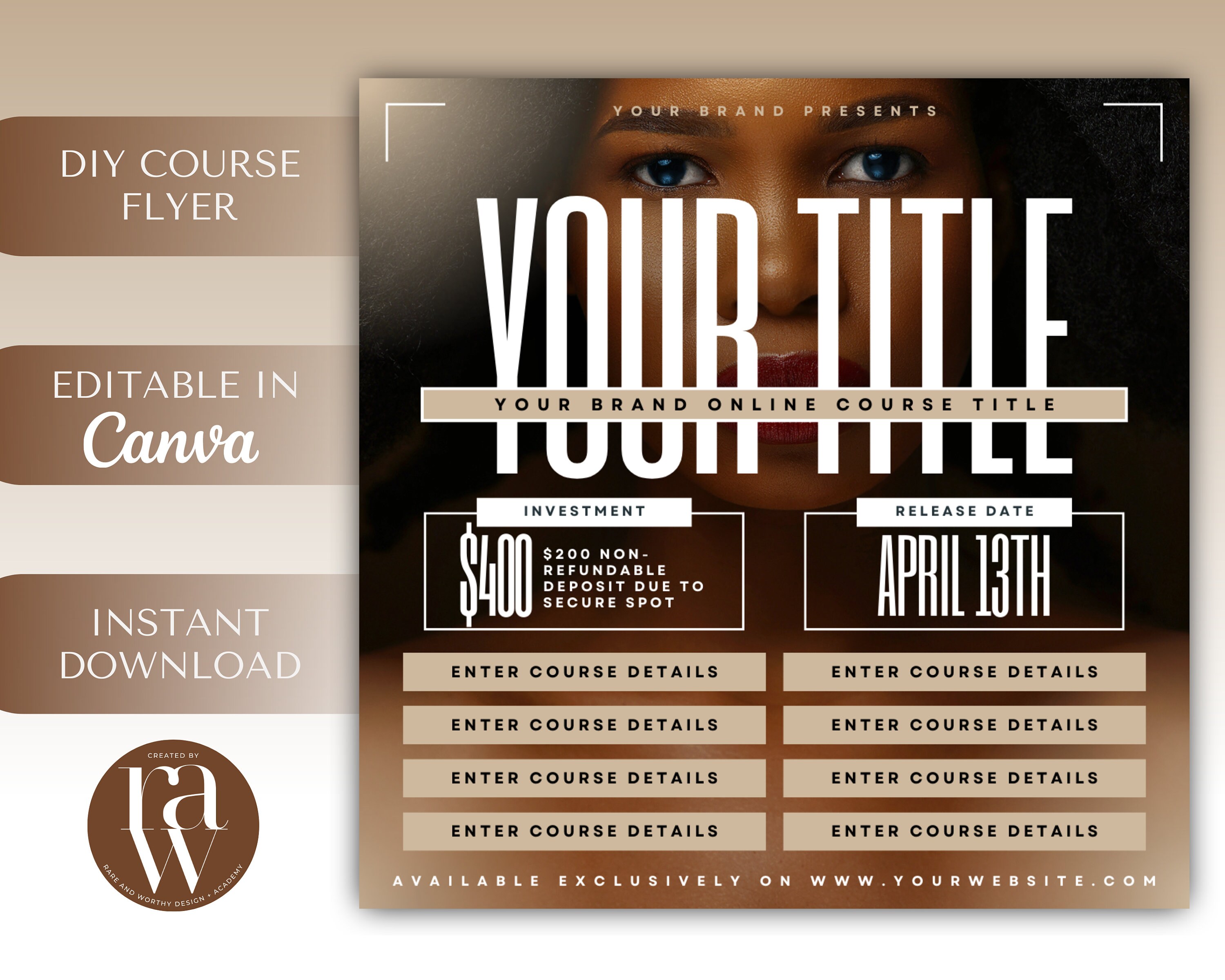 Example Master Class Flyer High-end Masterclass Flyer DIY Course Flyer DIY Canva Template Editable ...