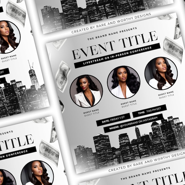 Upscale Event Flyer | Canva Template | Editable Canva Flyer | Conference Flyer | Livestream Template | High-End Event Flyer | Boss Brunch