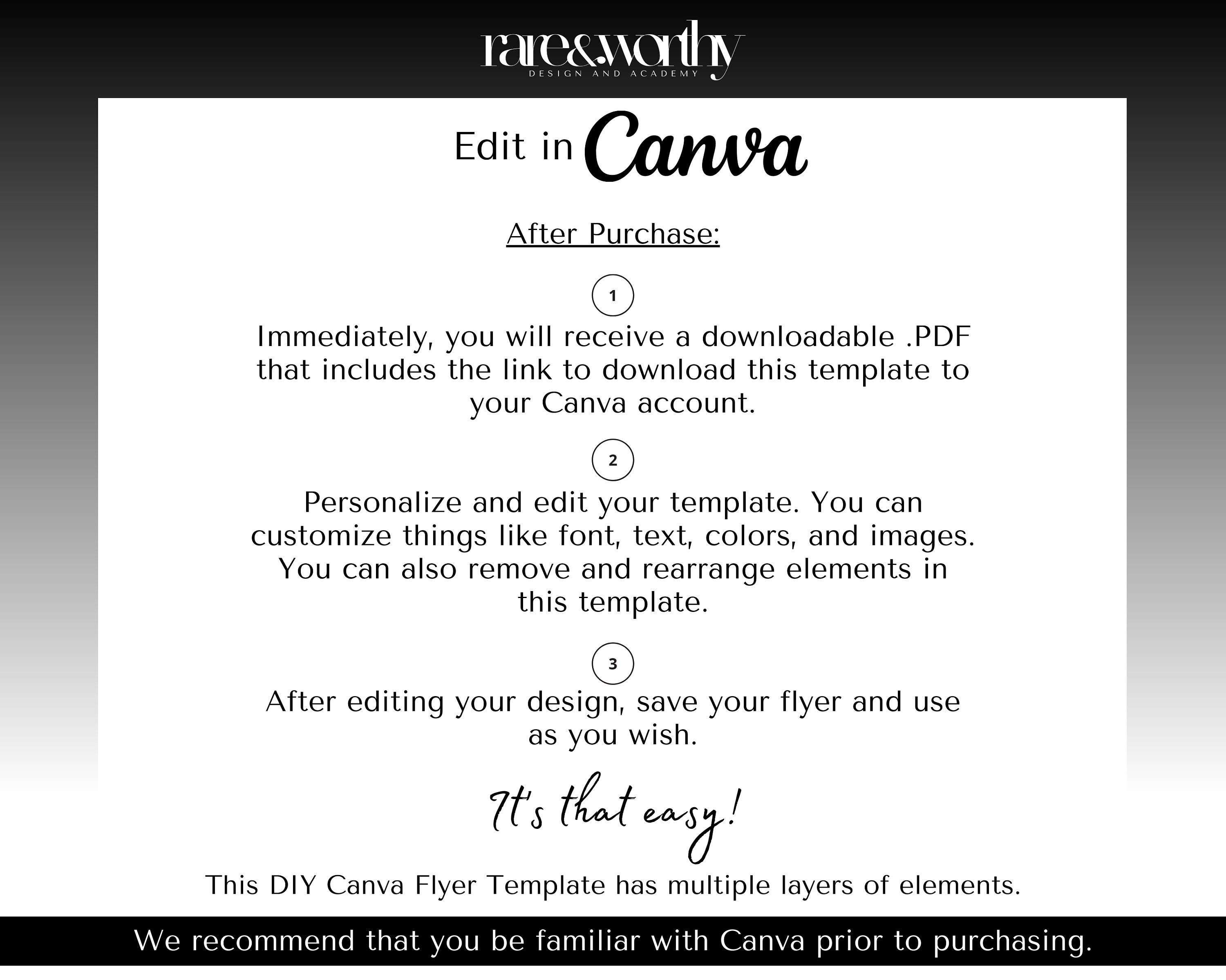DIY Course Flyer Canva Template Editable Canva Flyer Masterclass Flyer