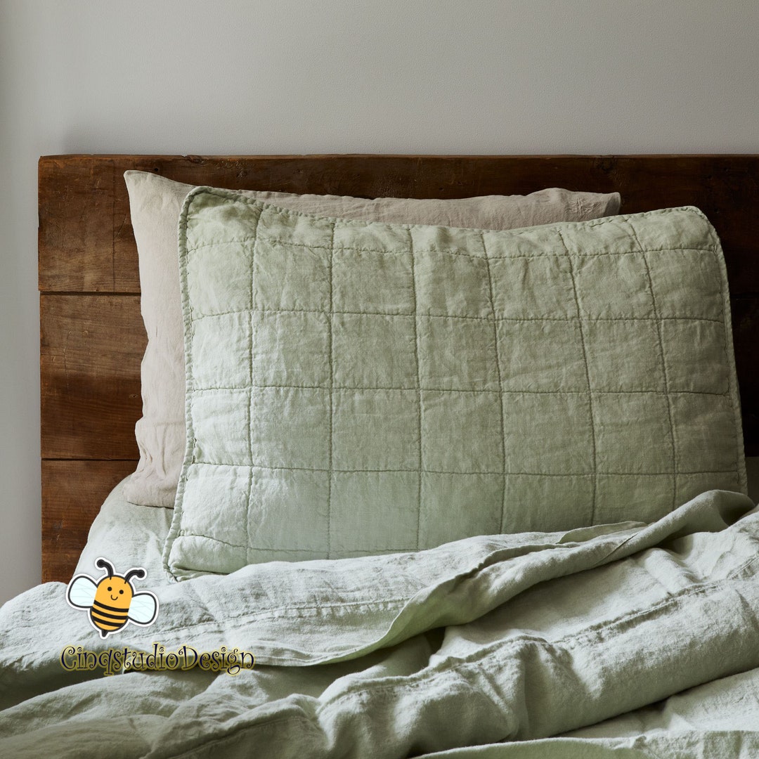 Quilted Square Pillowcase Throw Cushion Cover Stonewashed Etsy