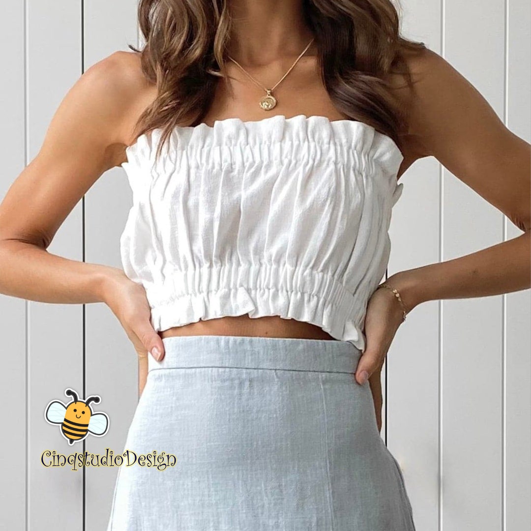 Linen Tube Top Linen Bustier Tube Linen Crop Top Elastic Etsy