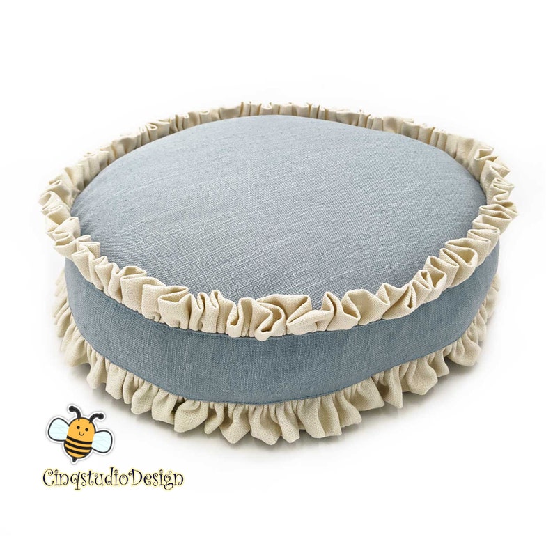 ONLY COVER Ruffled Round Cushion Covers Linen Seat Cushion Etsy