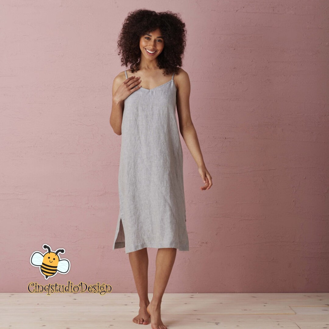 Linen Nightie Linen Slip Dress With Adjustable Straps Etsy