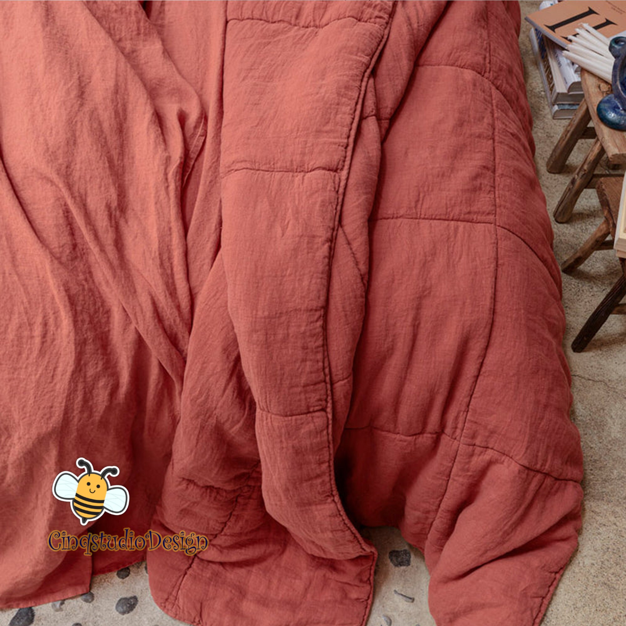 Linen Summer Blanket Linen Quilted Blanket Linen Comforter Etsy