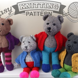 Modello per orsacchiotto lavorato a maglia, PDF modello facile da lavorare a maglia, divertente giocattolo colorato lavorato a maglia, istruzioni tutorial per lavorare a maglia facile