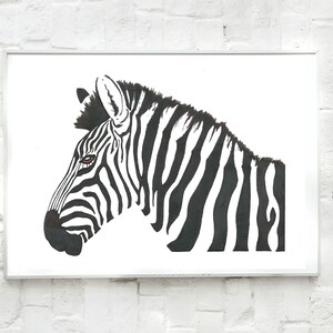 Zebra Animal Wildlife Giclée Artist Print, Archival Museum Quality