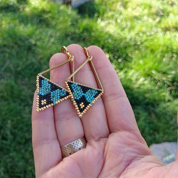 Triangle beaded best sale earrings