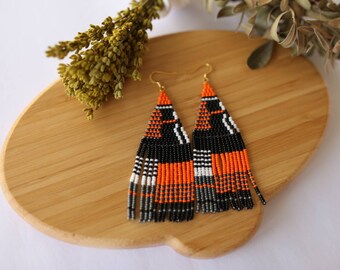 Colorful Beaded Fringe Earrings: Boho Dangle Seed Bead Earrings