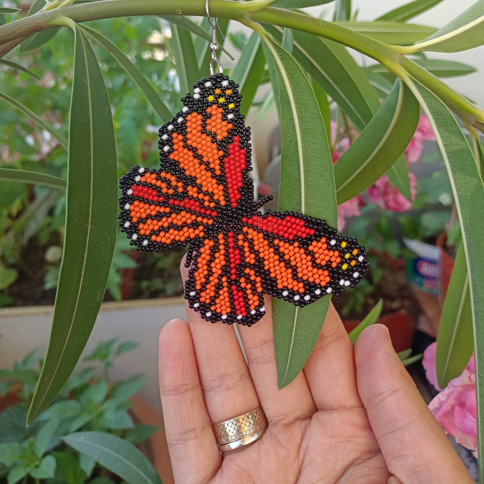 Butterfly Bead Earrings Large Butterfly Wings Earrings Bead Etsy