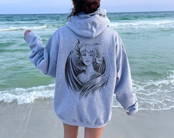 Angel And Devil Sweatshirt, Unisex Heavy Blend Hooded Sweatshirt, Angel and Devil, Sweatshirt, Hoodie, Jacket, Angel Hoodie, Devil Hoodie