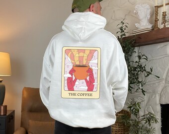 La sudadera de la tarjeta del tarot del café, sudadera con capucha de mezcla pesada unisex, chaqueta, sudadera con capucha de la tarjeta del tarot, sudadera con capucha, sudadera espiritual, sudadera con capucha linda