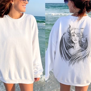Angel And Devil Crewneck, Unisex Heavy Blend Crewneck, Sweatshirt, Angel and Devil, Crewneck, Sweater, Graphic Sweater, Graphic Crewneck