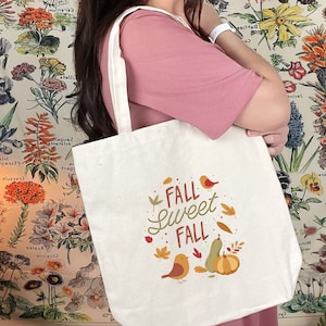 Fall Tote Bag, Autumn Tote Bag, Grocery Tote Bag, Fall Sweet Fall Bag, Autumn Animal Bag, Fall Veggie Tote, Farmers Market Tote