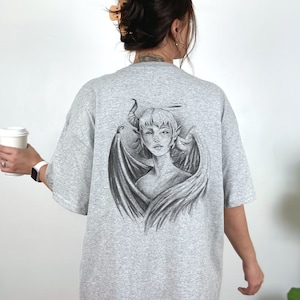 Angel And Devil Tee Shirt, Unisex Heavy Cotton Tee, Tee Shirt, Shirt, Tee, Angel and Devil, Graphic Tee, Graphic Shirt, Devil Shirt, Angel