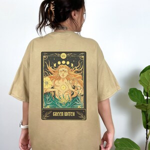 Green Witch Tarot Card Tee Shirt, Unisex Heavy Cotton Tee, Tee Shirt, Witchy Tee, Graphic Tee, Wicca Shirt, Shirt, T Shirt, Green Witch