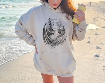 Angel And Devil Sweatshirt, Unisex Heavy Blend Hooded Sweatshirt, Angel and Devil, Sweatshirt, Hoodie, Jacket, Angel Hoodie, Devil Hoodie