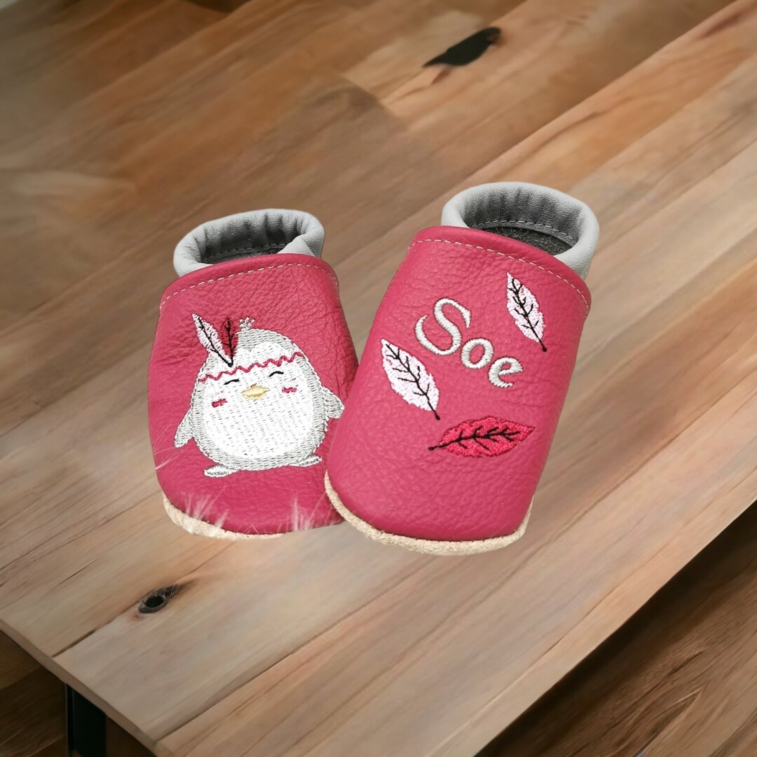 Organic Leather Slippers With Names for Babies and Children eco