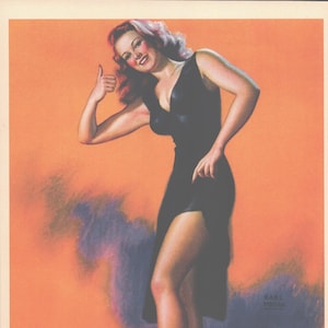 Moran Created Gorgeous Redhead Military Pin-up Kit Print  1940&#39;s 6.5x 9