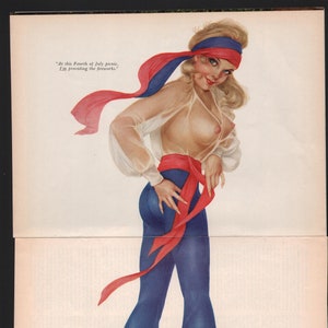 Vargas Playboy Jul 1970 Sexy blue eyed Blonde Making fireworks  11x16